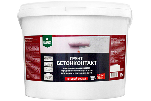 Бетоноконтакт ПРОСЕПТ для гладких поверхностей 12кг 051-10 (1/48)