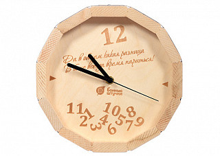 Часы кварцевые в форме бочки "В бане всегда время париться!" для бани и сауны 27х8см/5 (39100)