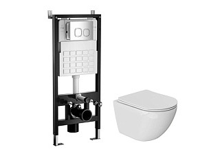 Комплект WAVE "Система инсталляции МЕХАНИКА+унитаз "MERIDIAN TornadoFlush"+квадратная кнопка A3 хром