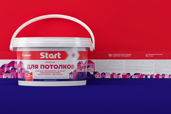 Краска ВД СТАРТ для потолков белоснежная ( 1,0кг)