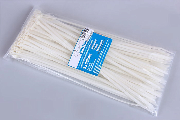 Хомуты Арктик морозостойкие 5 Х 300 белые (4,8 мм, 100шт/уп)