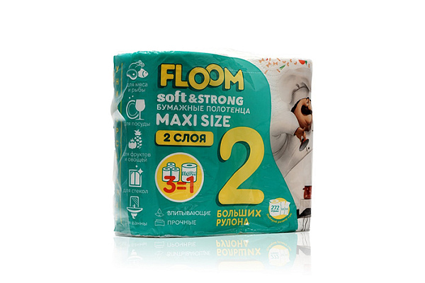 Полотенца бумажные FLOOM 2-х слойные 3в1 2 рулона (794)