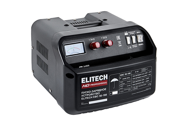 Пускозарядное устройство ELITECH HD EBC 50/180 (12-24В, заряд 25/40А, пуск 180А)