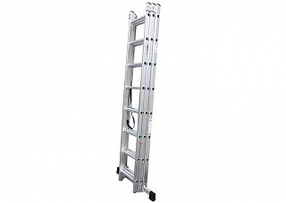 Лестница алюминиевая 3х15 ступеней трехсекционная УФУК h=4,26м/10,34м, до 150кг