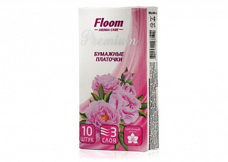 Платочки бумажные Floom 3-х слойные, цветочные (522)