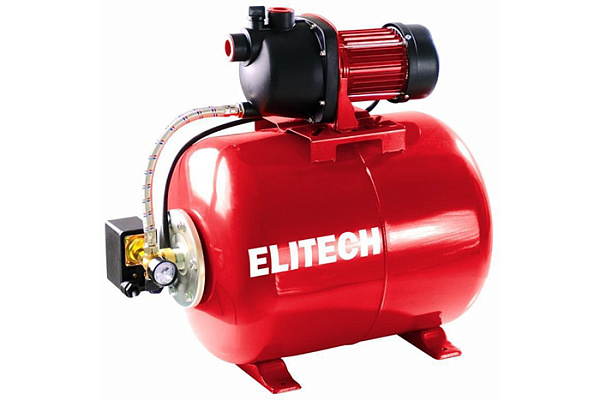 Насосная станция ELITECH САВ 1000-24П (Пласт,1000Вт,Расход-60л/м,Н=45м, 4,4бар,Глуб-8м,Емкость-24л)