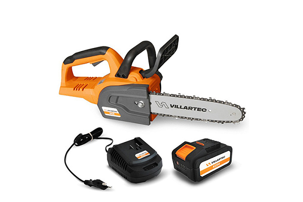 Пила цепная VILLARTEC SA 20 SET:AS204, AC202 аккум.(б/щ, 20В, шина 25см, паз1.1мм, 1,8кг) SA20Set4