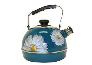 Чайник эмалированный Рубин РОМАШКИ бирюзовый, подвиж.ручка г.Ростов 3,5л ТМ04/35/06/14 (154)