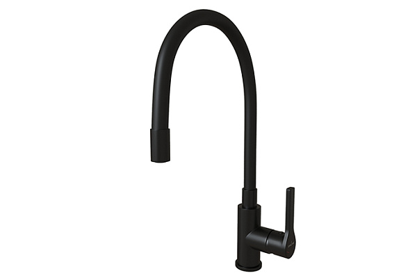 Смеситель для кухни 35k MIXLINE ML23-097 Round Black (Латунь,Картридж 35мм,Высота излива 27см,бок.р)