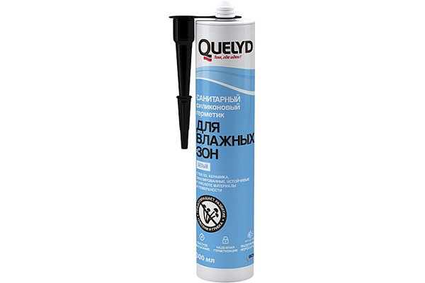 Герметик Quelyd санитарный силиконовый для влажных зон прозрачный 300мл (2998)