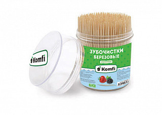 Зубочистки в твердой пластиковой баночке по 500шт, Komfi 192/48