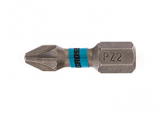 Биты GROSS торсионных PZ2x25 мм, набор для ударных шуруповертов, 2 шт. (11478)