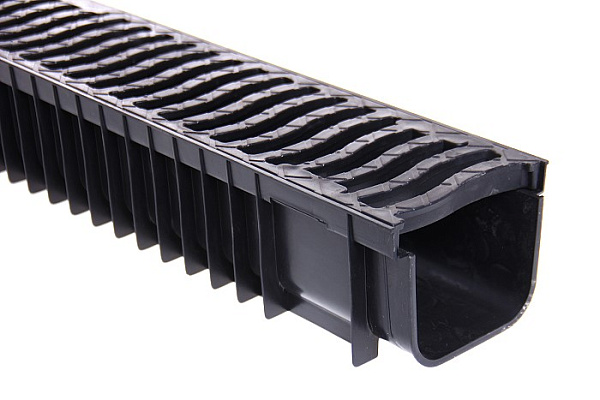 Лоток пластиковый SteePlain DN100 H100 c решеткой пластиковой