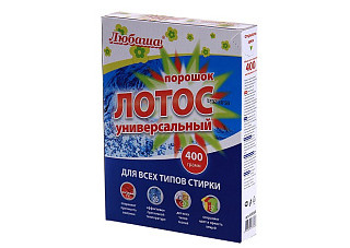 Стиральный порошок ЛЮБАША ЛОТОС для всех типов стирки и для всех типов тканей 400г (605568)