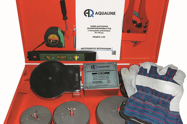 Сварочный аппарат для ППР труб AQUALINK AT-02 (1800W, 75-110мм, ножницы, рукавицы, кейс) (03701)