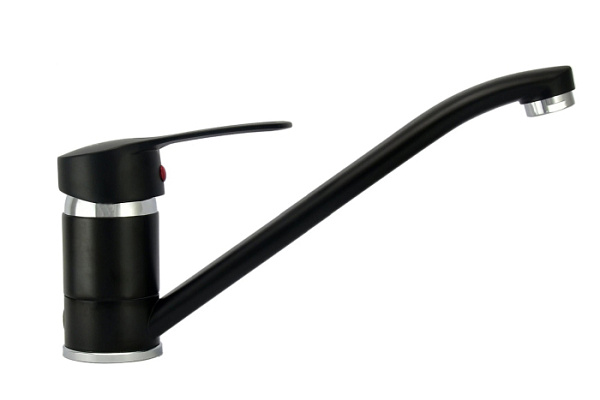 Смеситель для кухни Juguni Luxe (Излив-поворотный 23см,цвет-черный, Гайка, Картридж-40мм) 448
