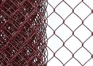 Сетка-рабица загнутые концы с ПВХ покрытием, вишневая (размер ячейки 50х50х2,2мм) (h=1,5м, L=10м)