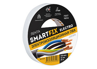 Изолента SmartFix ELECTRO 15ммх20м, 150 мкм Белая/60/6 (SFE152B)