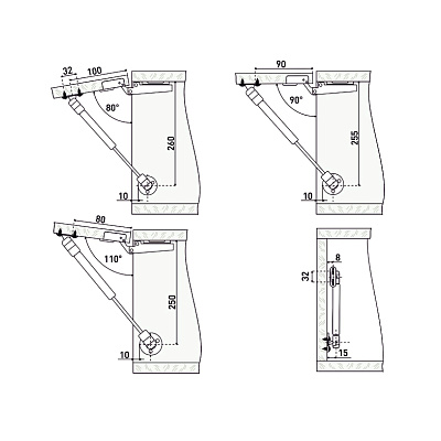 Лифт газовый StahlBuro N80 матовый хром (1/100)