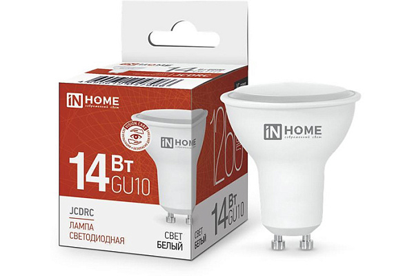 Лампа светодиодная IN HOME LED-JCDRC-VC 14Вт 230В GU10 4000K 1260Лм 10/100 (7966)