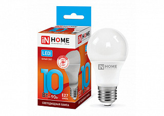 Лампа светодиодная IN HOME LED-A60-VC 10Вт 230В Е27 4000К 900Лм (211)