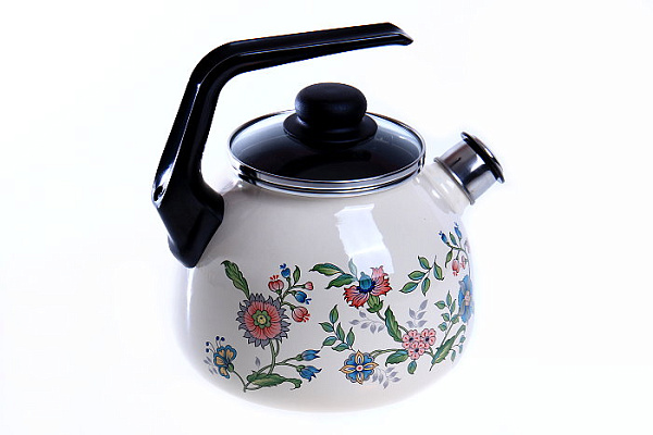 Чайник эмалированный ЛУГОВЫЕ ЦВЕТЫ со свистком Северсталь 3,0л (4с209/я) 