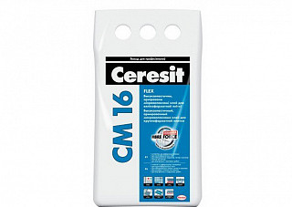 Клей CERESIT СМ16 для плитки эластичный 5,0кг (2481055)