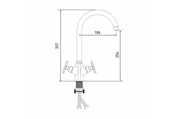 Смеситель для кухни MIXLINE ML37-032 Cross (Латунь,Высота излива 10,3см,Кран-букса 1/2")