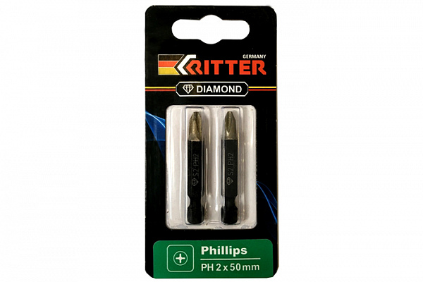 Бита Ritter Diamond PH 1x50 мм  магнитная (алмазное покрытие, сталь S2) (2 шт.) (20111055)