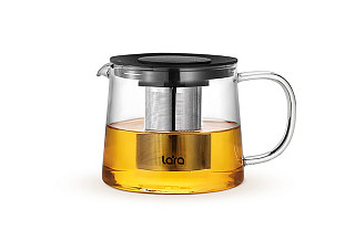 Заварочный чайник LARA LR06-24   <1000мл>  боросиликатное стекло, стальной фильтр, круглый