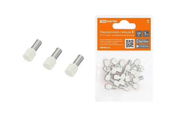 Наконечник-гильза TDM Е10-12 10мм2 с изолированным фланцем (20шт)  (0568-0037)