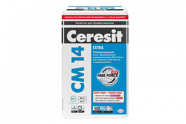 Клей CERESIT CM14 EXTRA для плитки, внутренних и наружных работ 25,0кг (1767954)