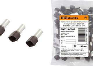 Наконечник штыревой изолированный (двойной) НШвИ (2) 1,5х8 коричневый (100 шт) TDM (0521-0006) 