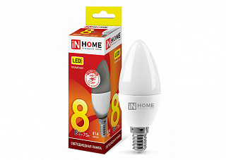 Лампа светодиодная IN HOME LED-СВЕЧА-VC 8Вт 230В Е14 3000К 720Лм (426)