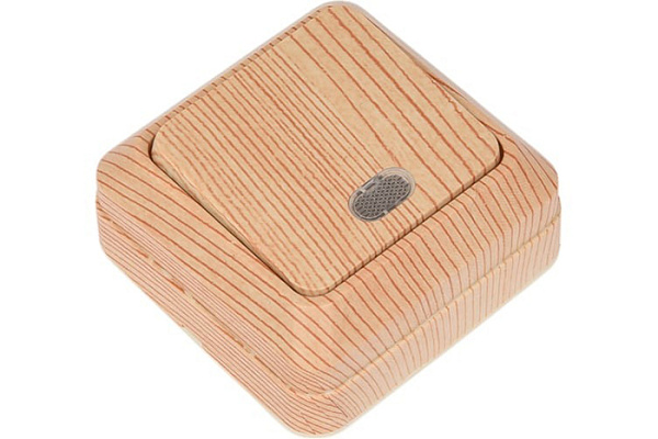 Выключатель TDM "Ладога" 1-кл. открытой установки с подсветкой IP20 10А, сосна (1801-0047)