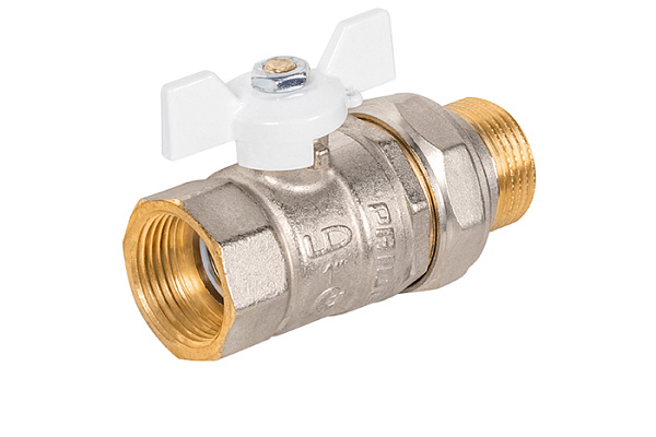 Кран шаровой латунный LD Pride 47.25.Американка Ду 25 Ру 40 бабочка (Белый)