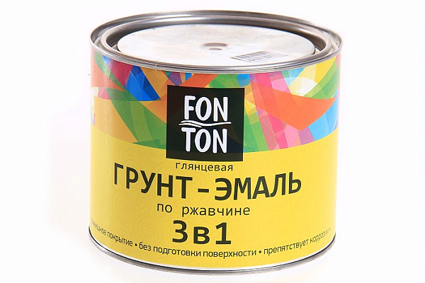 Грунт-эмаль по ржавчине 3 в 1 FonTon вишневая глянцевая (1,8кг)