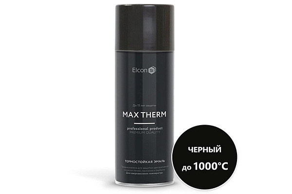 Эмаль термостойкая Elcon черная, 1000 градусов, аэрозольная (520мл)