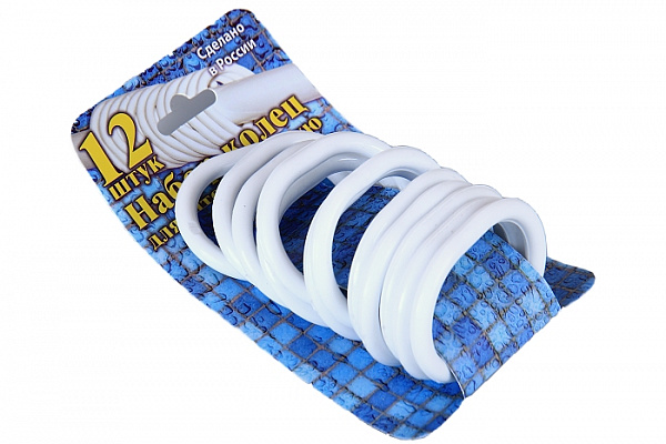 Набор пластиковых колец для штор в ванную AQUA-PRIME 12шт белый (1/60)
