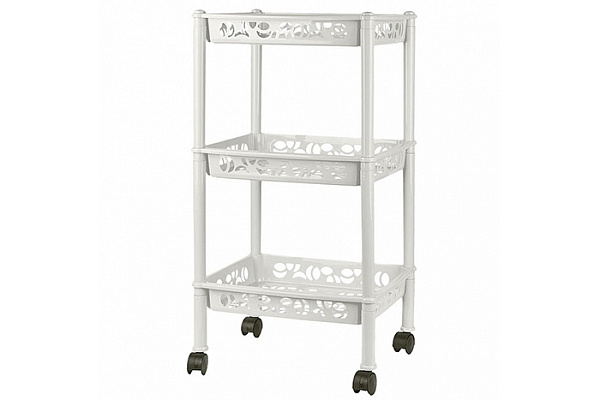 Этажерка 3-х секционная KEEPLEX Light на колесиках прямоугольная 37х29х69см малая белое облако 2826 