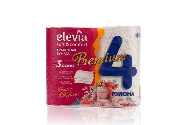 Туалетная бумага ELEVIA flower perfume 3-х слойная рулона (264) 379