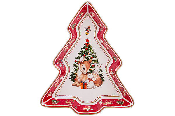 Блюдо LEFARD С новым годом, в форме елки, красное 25х21х4см (85-1960)