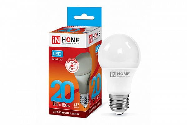 Лампа светодиодная IN HOME LED-A60-VC 20Вт 230В Е27 4000К 1800Лм (303)