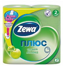 Туалетная бумага ZEWA (ЗЕВА) Зеленое яблоко 2-х слойная 4 рулона (309)