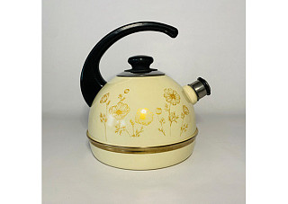Чайник эмалированный Рубин ЗОЛОТАЯ КОСМЕЯ слон.кость, конс.ручка г.Ростов 2,5л Т04/25/04/42 (208)