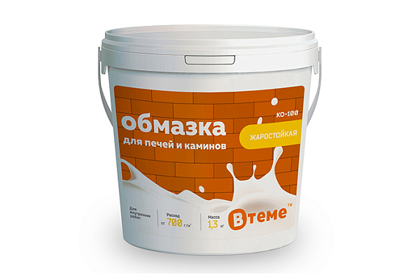 Обмазка для печей и каминов ТМ ВТеме КО-100 (1,3кг)