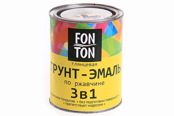 Грунт-эмаль по ржавчине 3 в 1 FonTon черная глянцевая (0,8кг)