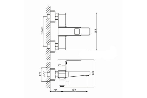 Смеситель для ванны 35k MIXLINE ML34-01 Solo Black (Латунь, Картридж 35мм)