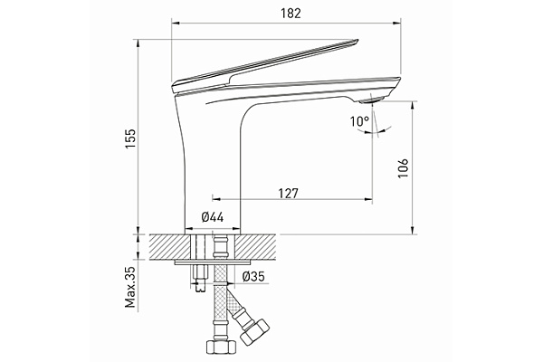 Смеситель для раковины 35k MIXLINE ML25-04 Real (Латунь,Высота излива 10см,Картридж 35мм)