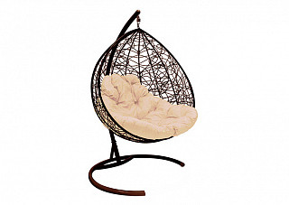 Кресло подвесное кокон для двоих с ротангом + подушка